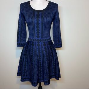 Nina Leonard Geometric Print Fit & Flare Dress